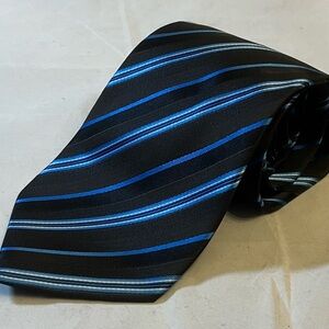 Umberto Frasi Men's Black Tie with Blue Stripe Accent